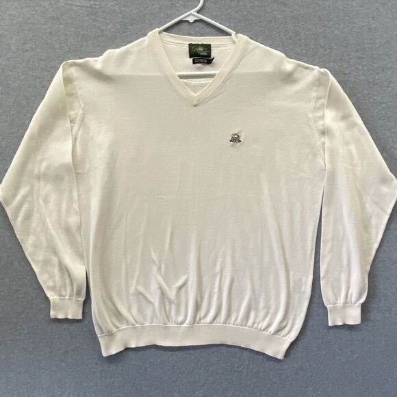 The Greenbrier By Ashworth Sweater Mens L Off White V Neck Hong Kong Pullover - Picture 1 of 10